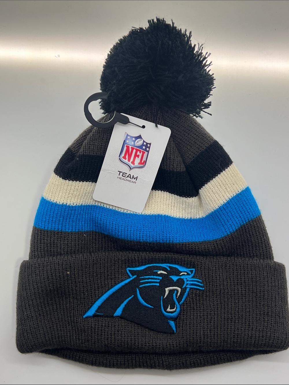 NFL Carolina Panthers Knit Pom Beanie - Black/Blue/Cream